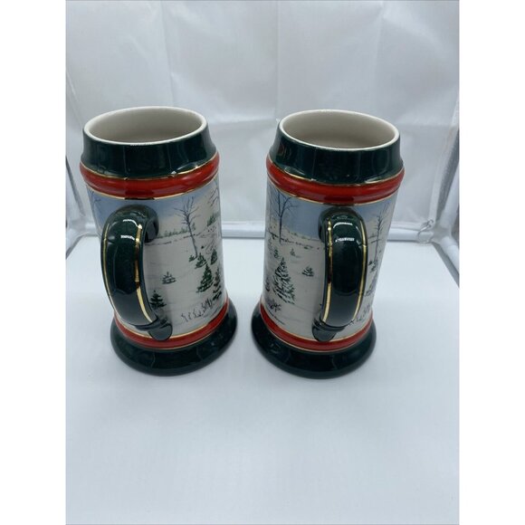 1991 Budweiser Beer Holiday Christmas Stein Lot of 2 Mug by Susan Sampson - Picture 3 of 8